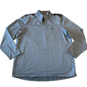 Spyder Active Mens Large Blue Heathered Quarter‎ Zip Pullover SPW90BU 1527900